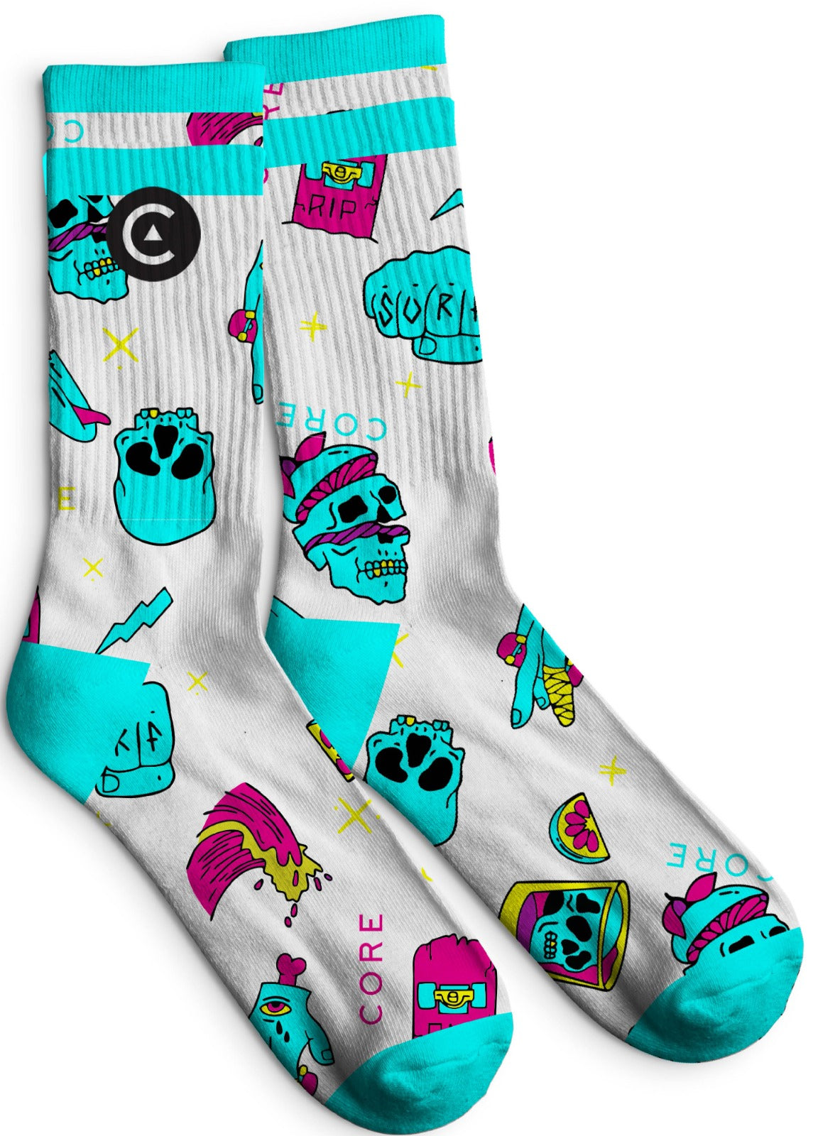 Calcetas Neon Skulls Blanco