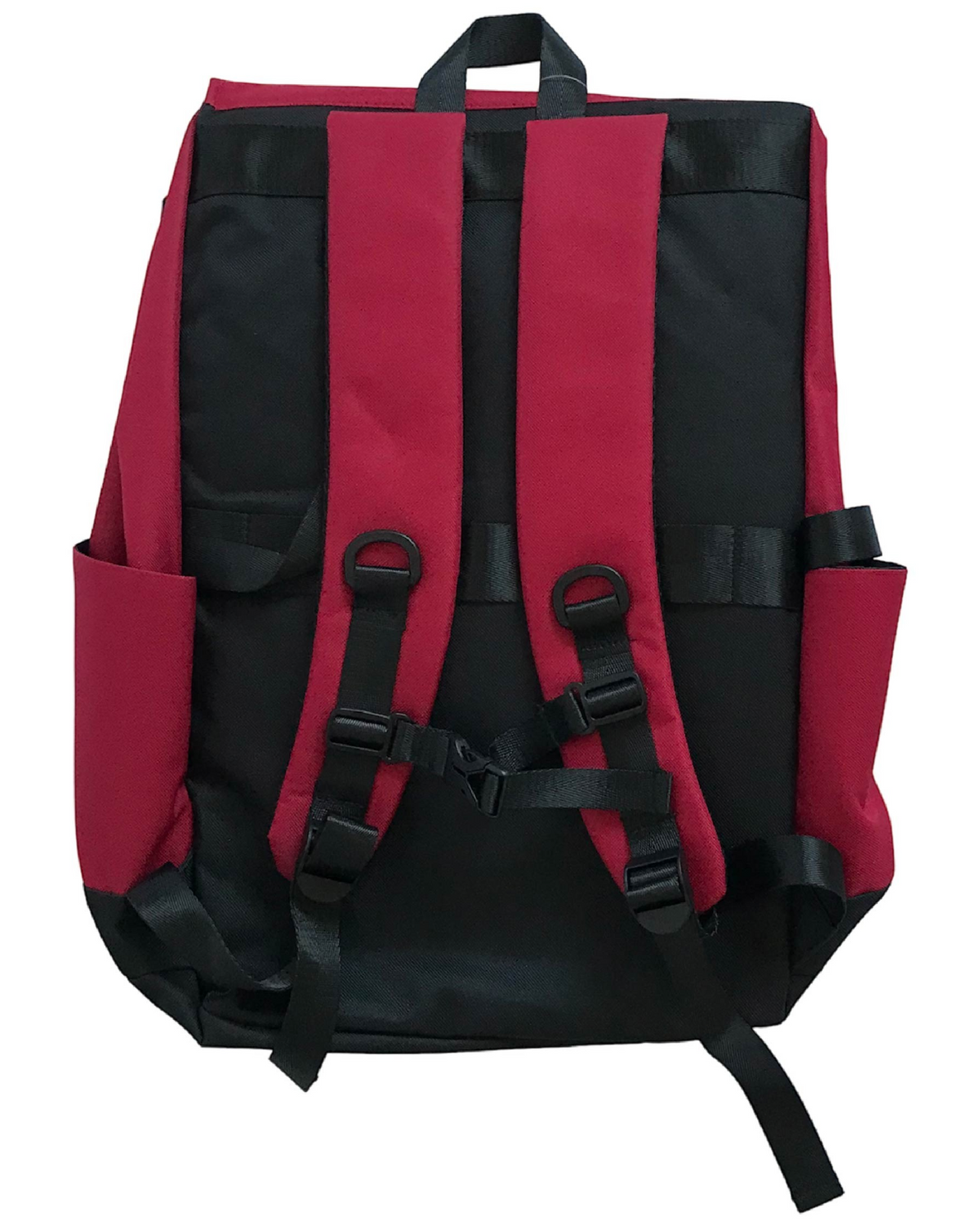 Mochila de camping CORE FOOTWEAR roja y negra de lona resistente con correas ajustables y broche de seguridad